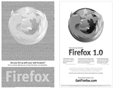 Deux pages de publicité pour Firefox 1.0 dans le New York Times