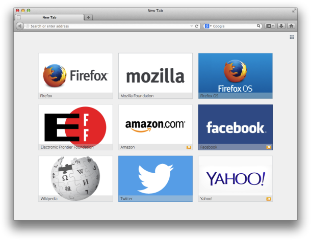 Tuiles sponsorisées dans Firefox